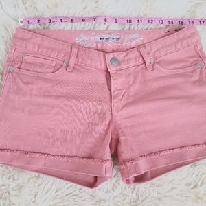 Express coral denim shorts